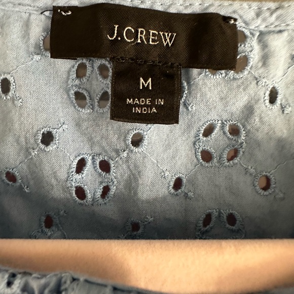 J. Crew Button Front Cropped Eyelet Top Blouse Hydrangea Blue size Medium - Picture 10 of 15